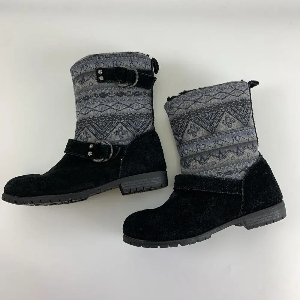 BOGO Bearpaw Rebecca Boots Pull On Winter Black Suede Wool Sheepskin‎ Womens 6
